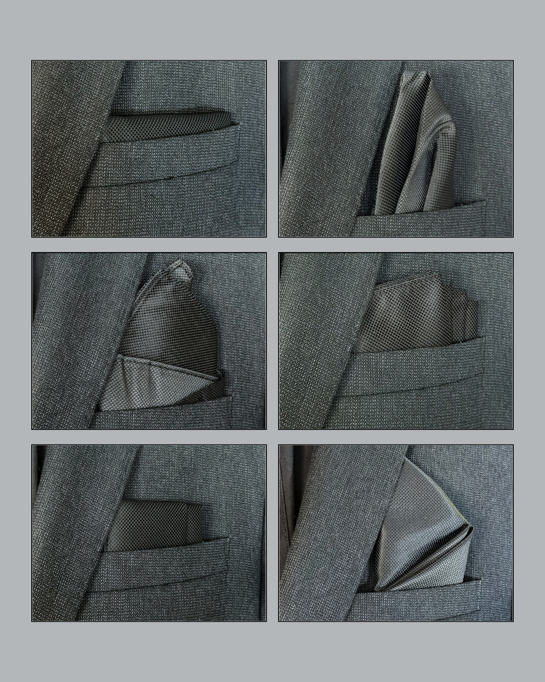 Black Collection - 6-Piece Pocket Square Bundle