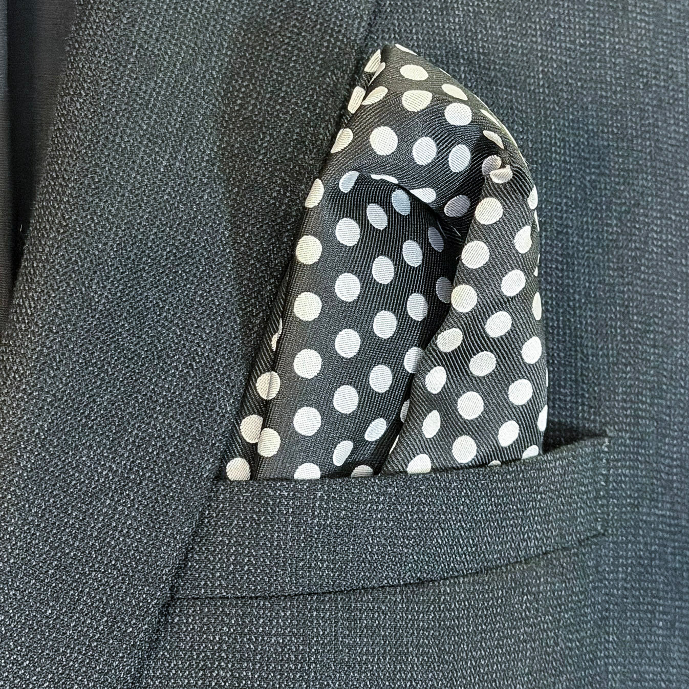 Cloud9 • Black & White Polka Dot - Puff Fold Pocket Square