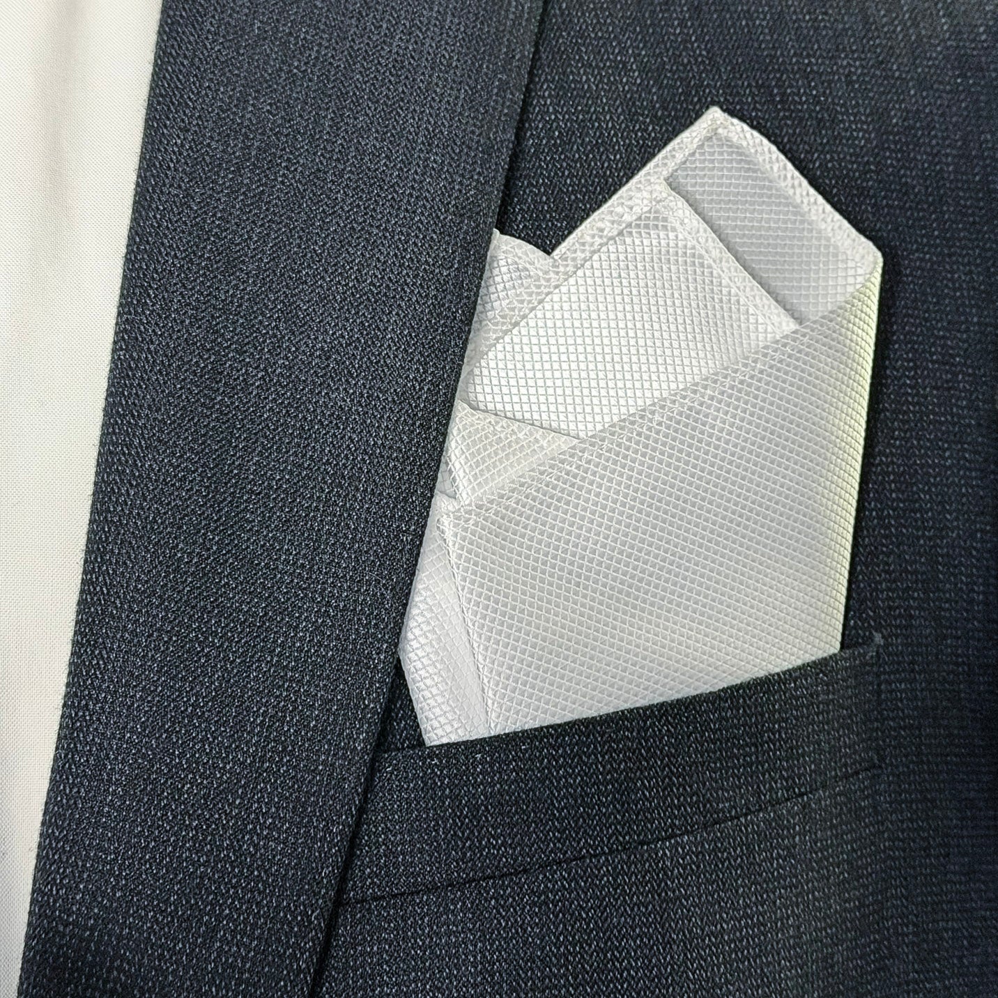 Crystal • White -Signature Fold Pocket Square