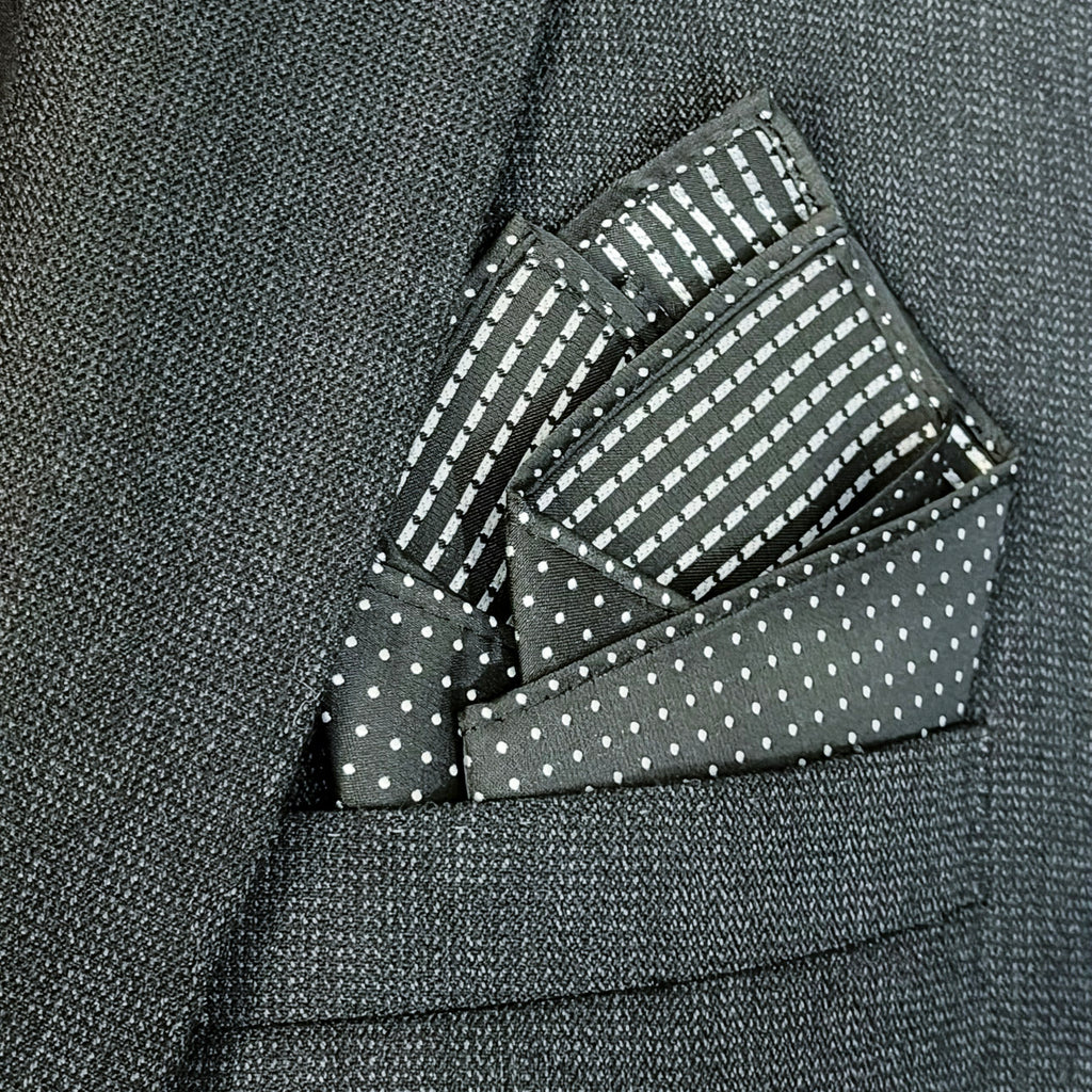Gotham • Black & White Micro Dot - Signature Fold Pocket Square