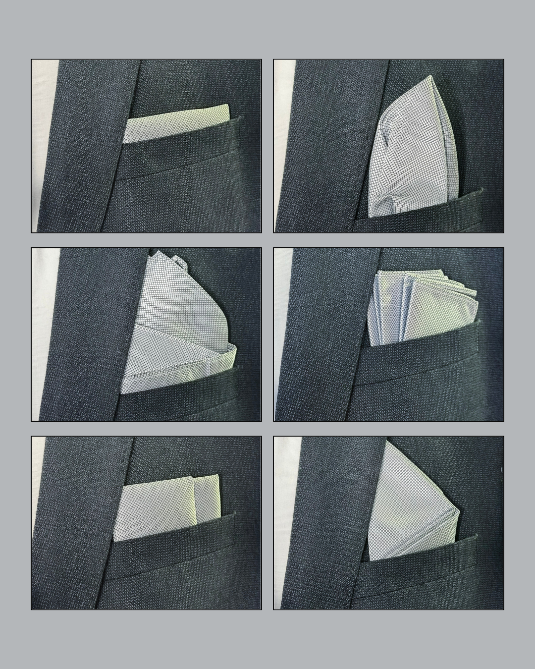 Grey Collection - 6-Piece Pocket Square Bundle
