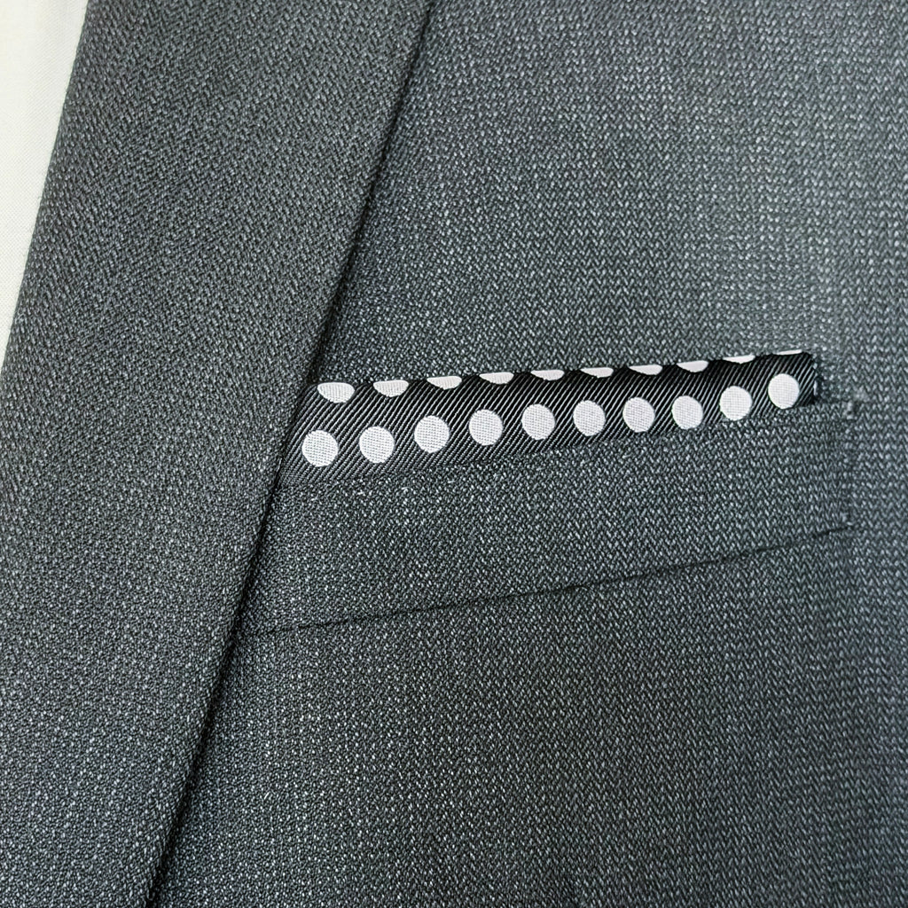 Legacy • Black & White Polka Dot - Presidential Fold  Pocket Square