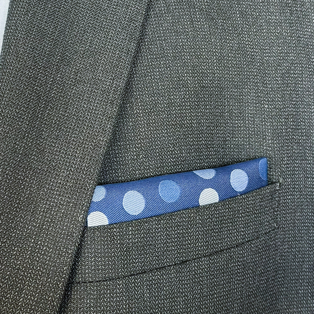 Legacy • Blue & Steel Polka Dot - Presidential Fold Pocket Square