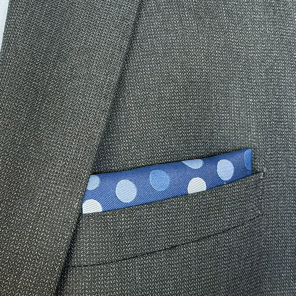 Legacy • Blue & Steel Polka Dot - Presidential Fold Pocket Square